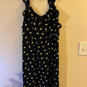 Forever 21 Black Dress with Yellow Lemon Pattern